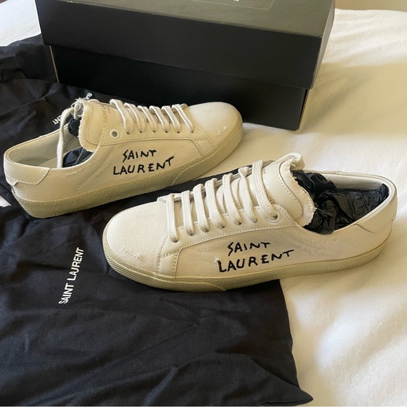 YSL Saint Laurent Court Classic Embroidered Sneakers - Picture 4 of 11